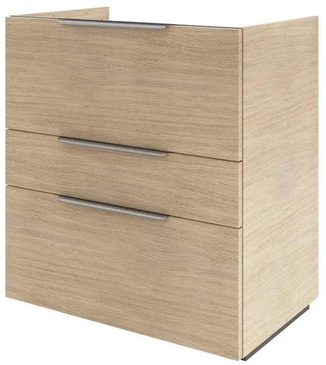 Mobile da bagno a terra L 75 x H 84 x P 48 cm rovere naturale, 3 cassetti SENSEA Neo Line, Maniglie acquistabili separatamente