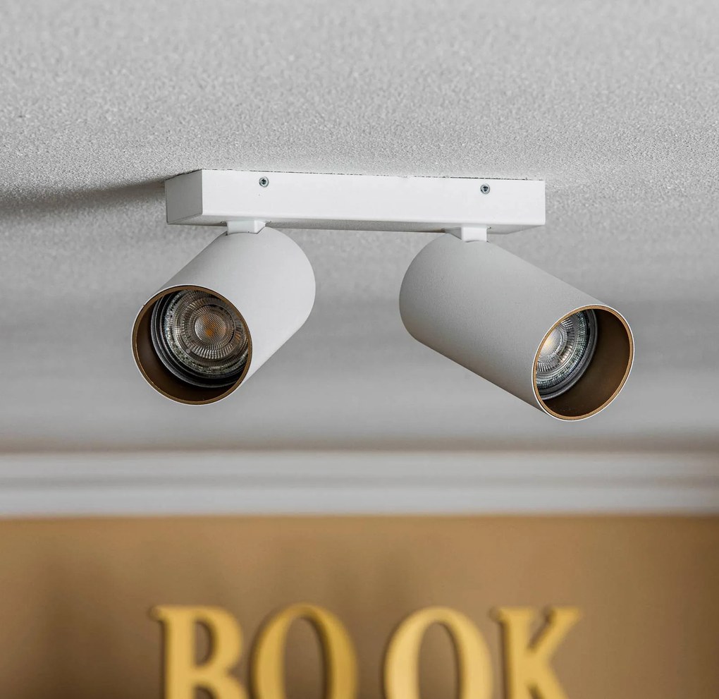 Nowodvorski Lighting Faretto da soffitto Mono II bianco/interno dorato a 2 luci