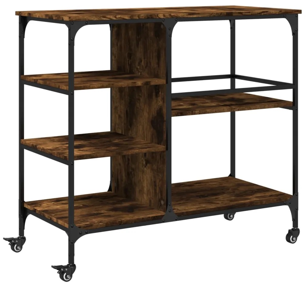 Carrello da cucina rovere fumo 100x45x89,5 cm legno multistrato