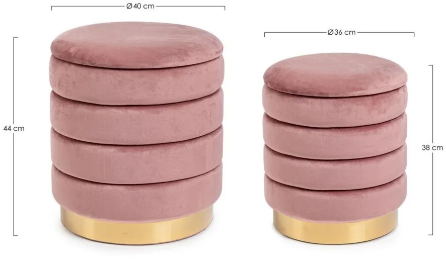 Set di 2 pouf DARINA colore rosa