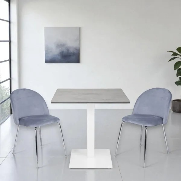 Tavolo bar ristorante 80x80 cm base bianca piano laminato Cemento H 75