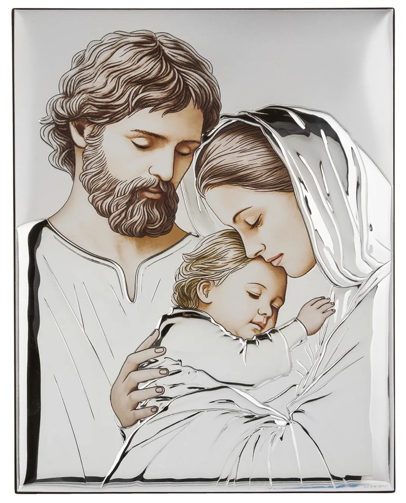 Icona Sacra famiglia ceramica 31x22 cm con argento Miro Silver