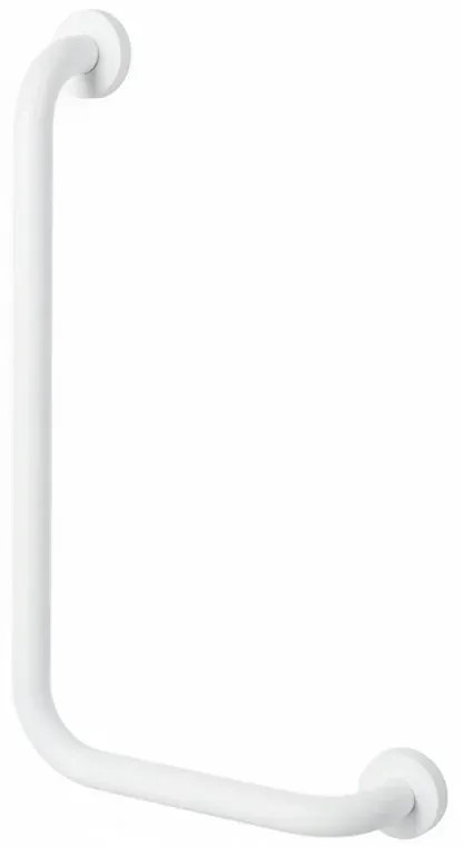 Corrimano angolare di sicurezza 35x65 cm con montante a sinistra in acciaio bianco