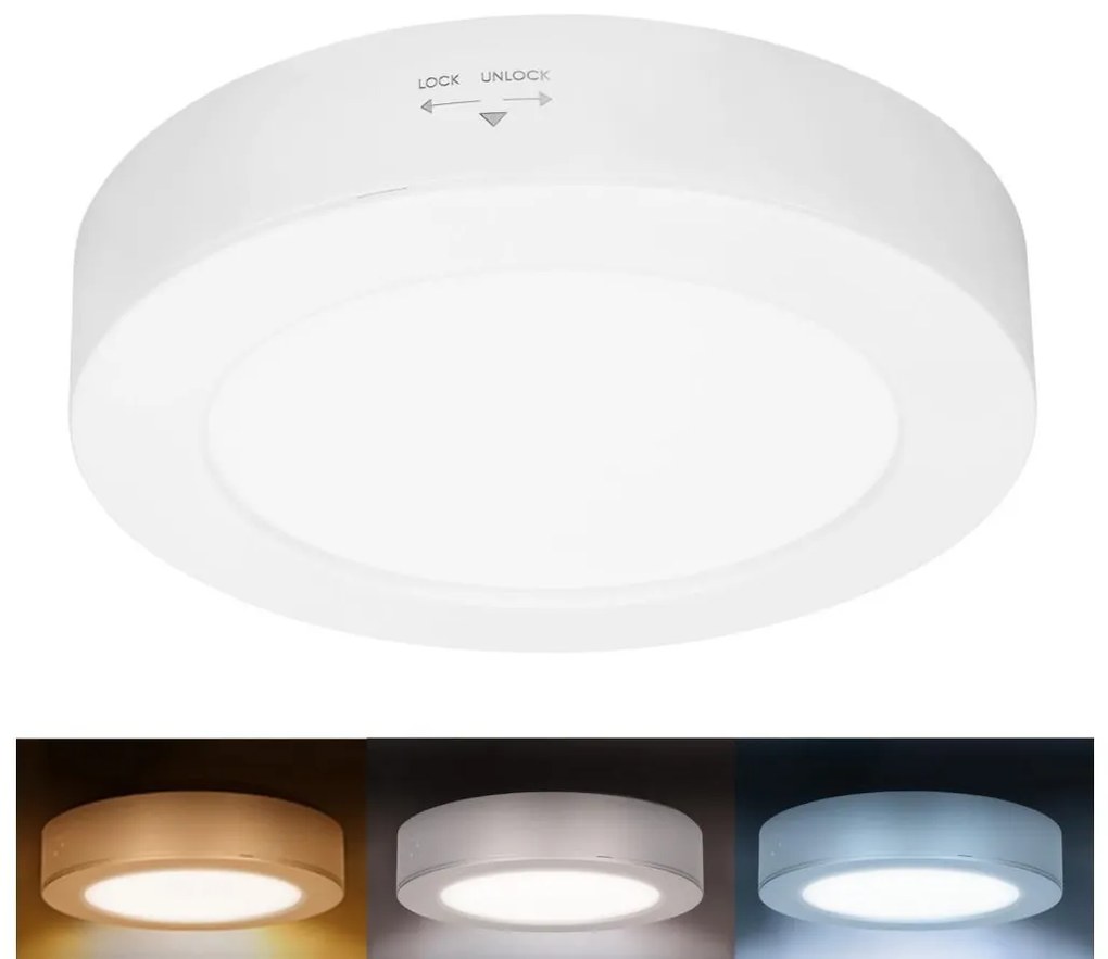 Solight WD240-W - Pannello LED 2 in 1 LED/12W/230V 3000/4000/6000K Ø17cm IP54 bianco