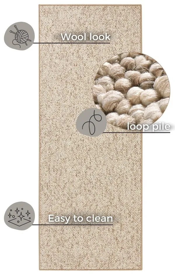 Passatoia beige-marrone 80 x 300 cm Wolly - BT Carpet