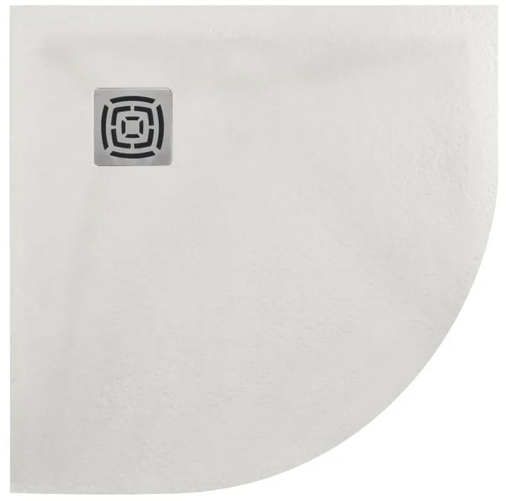 Piatto doccia in resina semicircolare FS25 bianco L 80 x L 80 x H 3 cm effetto pietra
