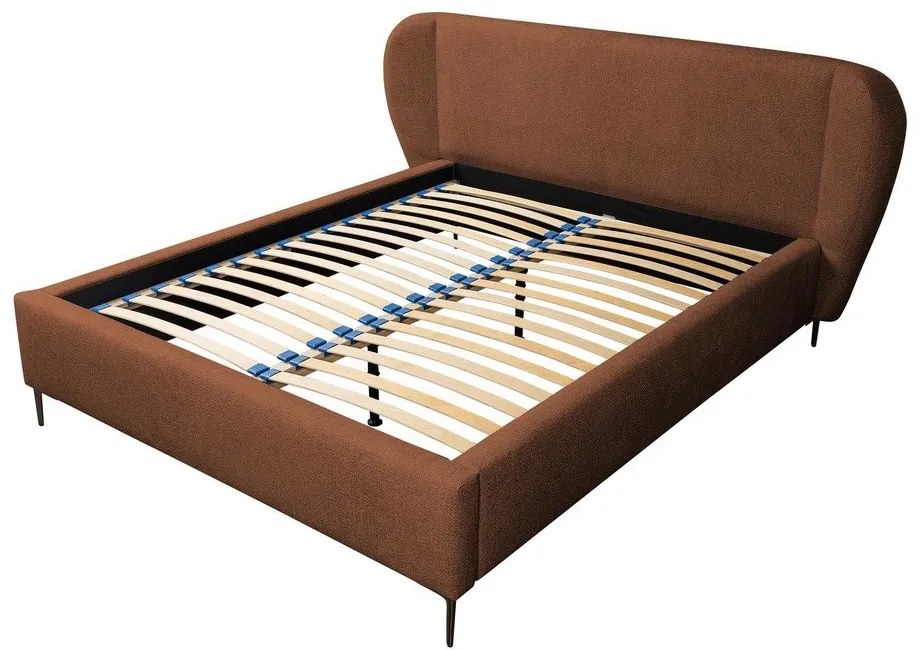Letto matrimoniale imbottito color terracotta con rete inclusa 160x200 cm Makana – Makamii