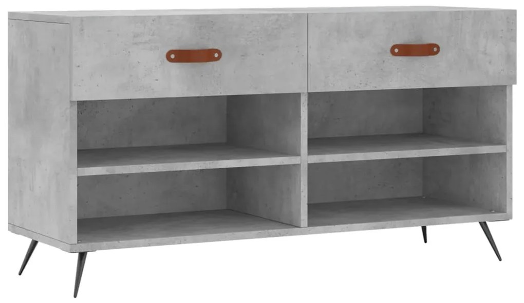 Panca Porta Scarpe Grigio Cemento 102x35x55cm Legno Multistrato