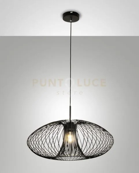 Fassa lampadario a sospensione nera 1 luce attacco e27 d.60cm