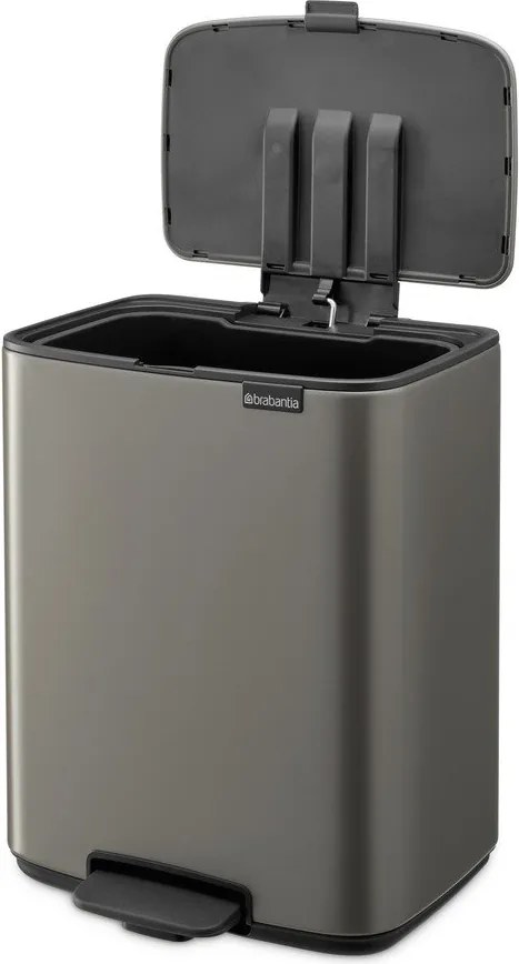 Cestino per la spazzatura grigio in acciaio con pedale 12 l Bo – Brabantia