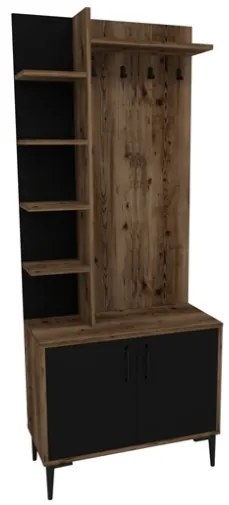 Mobile Ingresso 75 Cm Con Scarpiera E Cappottiera Teris Noce E Antracite