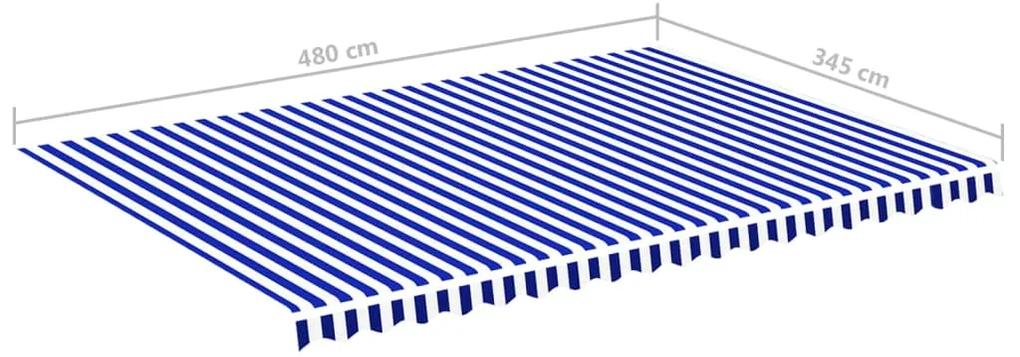 Tessuto di Ricambio per Tenda da Sole Blu e Bianco 5x3,5 m