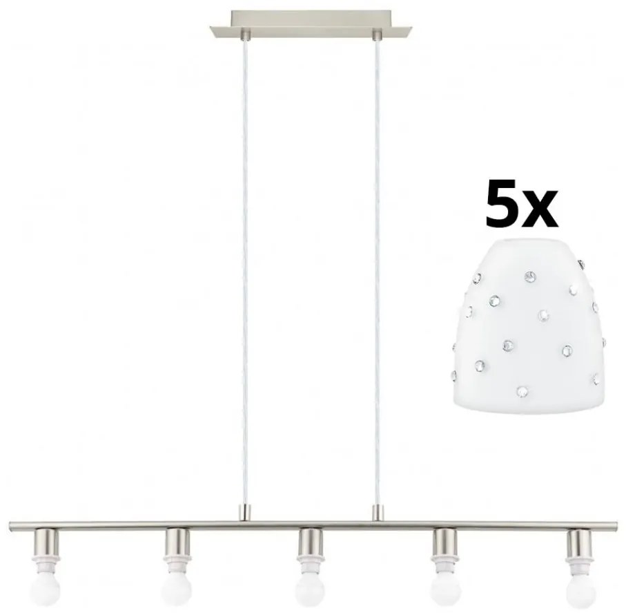 Eglo - Lampadario LED a sospensione con filo MY CHOICE 5xE14/4W/230V cromo/bianco