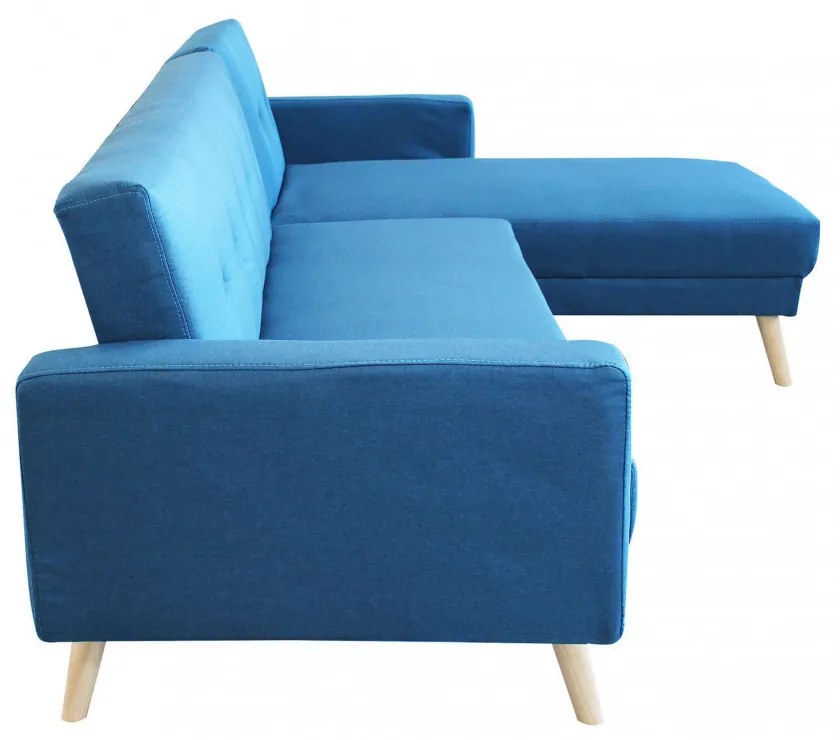 Divano con Penisola Letto BLU MELANGE struttura in metallo e legno