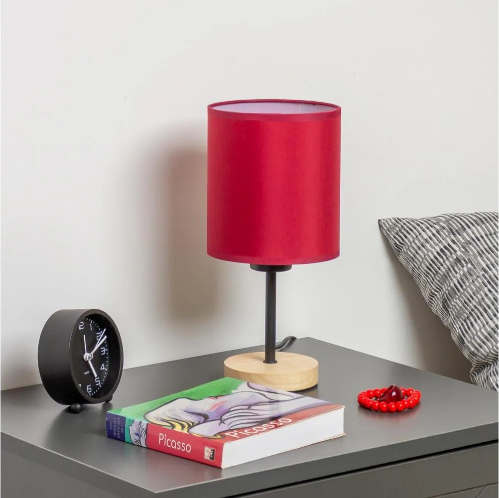Brilagi - Lampada da tavolo NUBILA WOOD 1xE27/25W/230V quercia/Pompeiana rosso