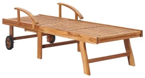 Lettini Prendisole 2 pz con Cuscino Rosso Vino in Legno di Teak