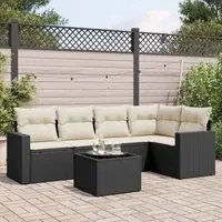 Set Divano da Giardino 6 pz con Cuscini Nero in Polyrattan 3251273