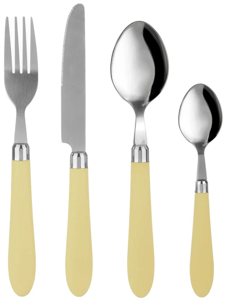 Set 24 posate Smooth in acciaio inox con manico verde chiaro