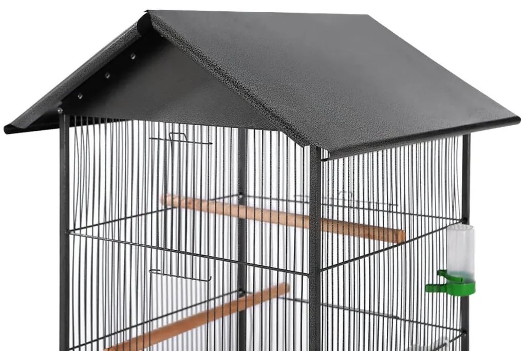 Gabbia per uccelli in acciaio con tetto 66x66x155 cm