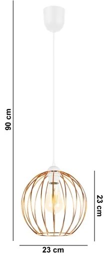 Lampadario a sospensione con filo MATT 1xE27/60W/230V bianco/rame