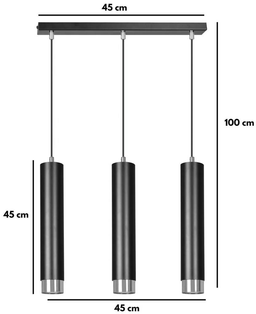Lampadario a sospensione KIBO 3 BLACK e WHITE
