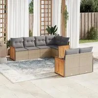 Set Divani da Giardino 7 pz con Cuscini Beige in Polyrattan 3260225