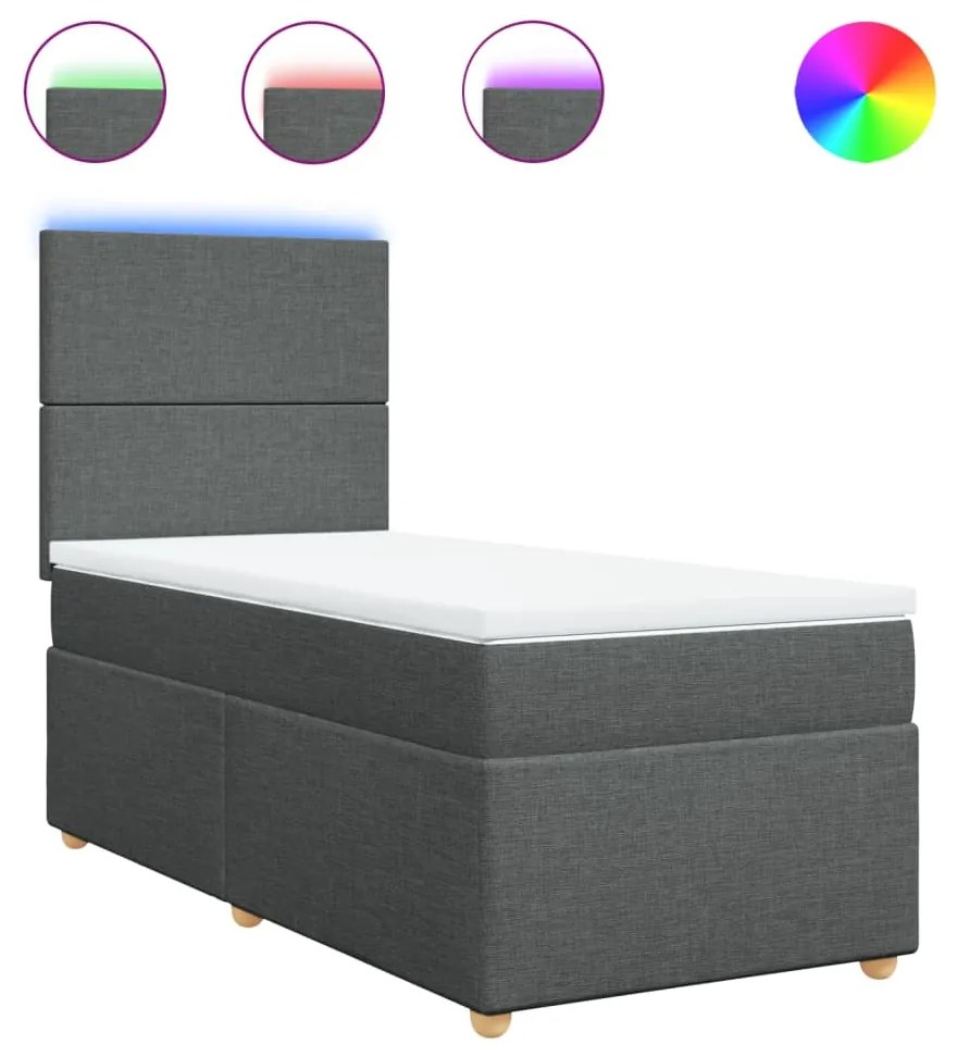 Giroletto a molle con materasso grigio scuro 90x200 cm tessuto