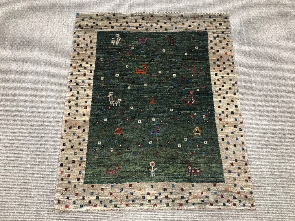Gabbeh Tappeto persiano 120x100 Verde (Iran) Annodato A Mano