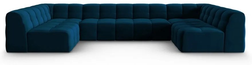 Divano angolare in velluto blu scuro (a U) Kendal - Micadoni Home