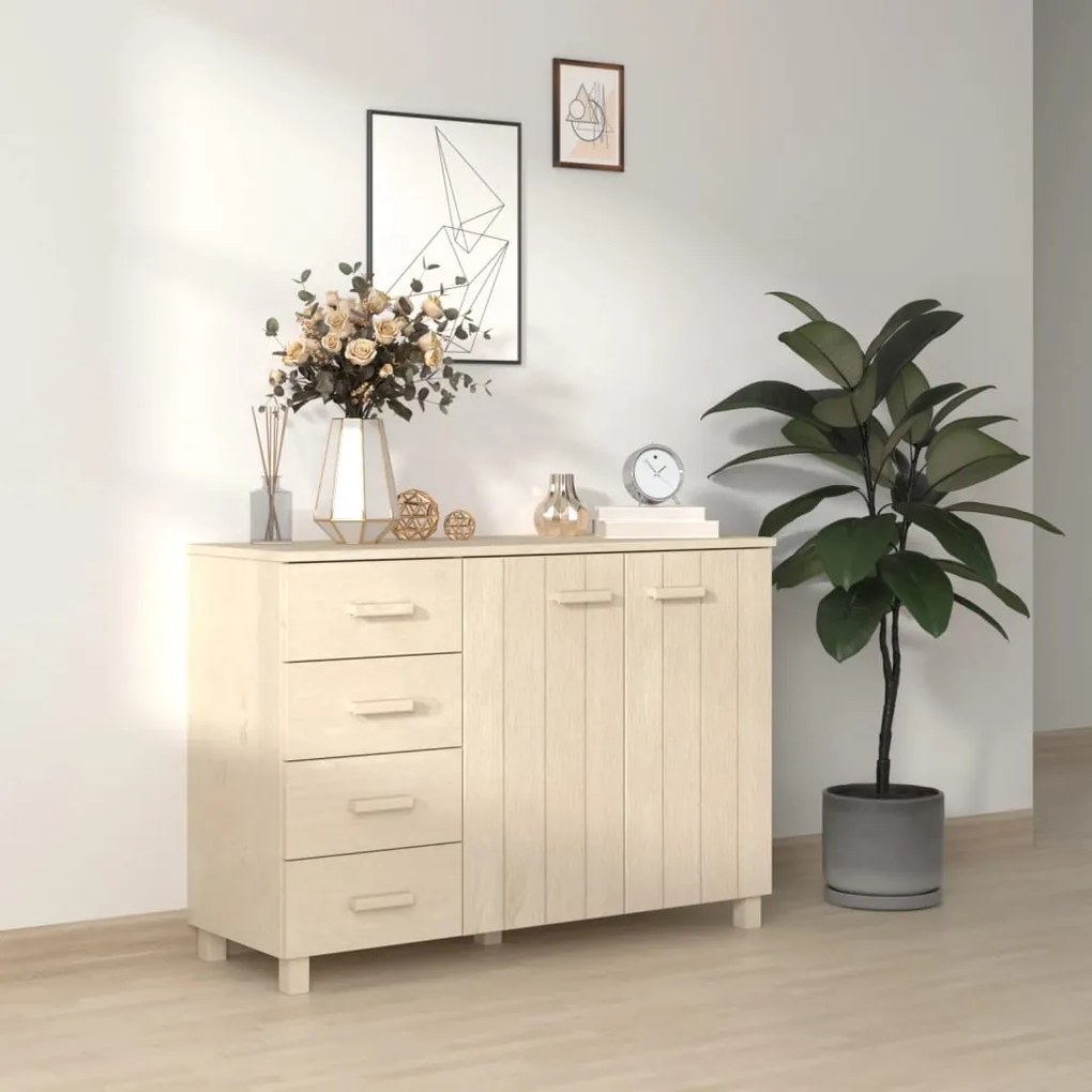 Credenza hamar miele 113x40x80 cm in legno massello di pino