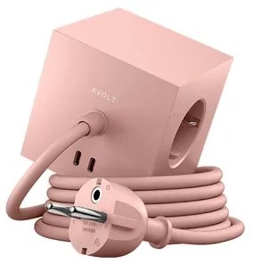 Square 1 w/30W Dual USB-C & Magnetic Base 1,8m Old Pink - Avolt