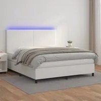 Giroletto Molle con Materasso e LED Bianco 180x200cm Similpellecod mxl 99050