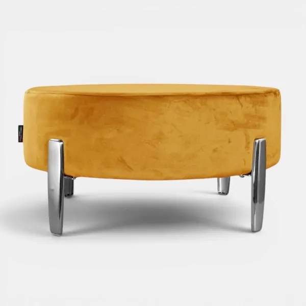 Pouf Rotondo in Velluto Senape con Piedini 70 cm - Giotto