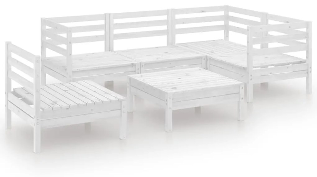 Set Salotto da Giardino 6 pz in Legno Massello di Pino Bianco