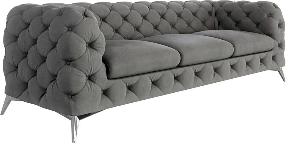 Divano grigio con rivestimento in velluto 243 cm Chelsea – Ropez
