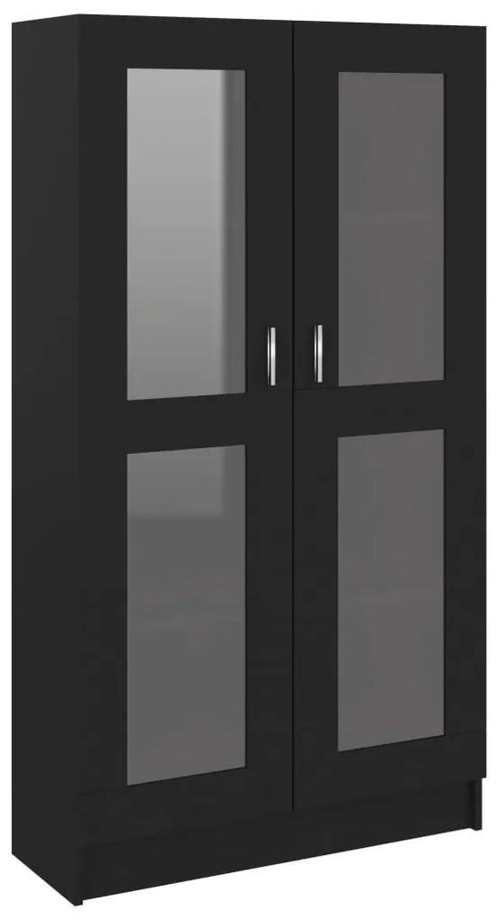 Armadietto con vetrina nero 82,5x30,5x150 cm in truciolato