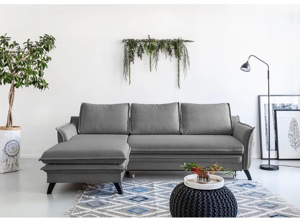 Divano letto grigio ad angolo, angolo sinistro Charming Charlie - Miuform