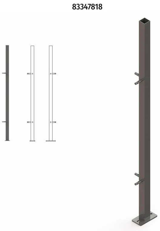 Palo angolare per recinzione Luxury in ferro finitura verniciato Nero H 110 cm x L 4 cm x P 4 cm