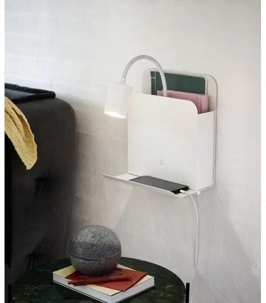Nordlux - Lampada da parete ROOMI con mensola e USB 1xGU10/8W/230V bianco