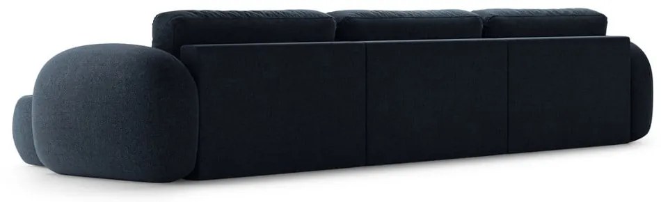 Divano angolare blu scuro allungabile/con contenitore (a U) con rivestimento in ciniglia Tonale – Cosmopolitan Design