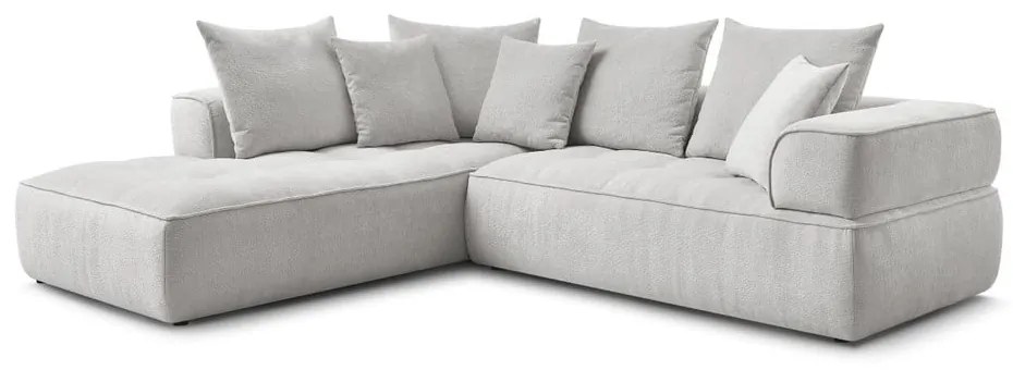 Divano angolare grigio chiaro (penisola a sinistra/a L) con rivestimento in ciniglia Whesley – Bobochic Paris