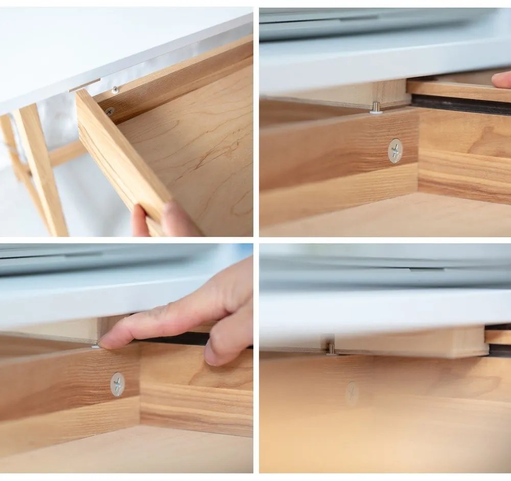 Scrivania bianca con base in frassino, lunghezza 65 cm Luka - Ragaba