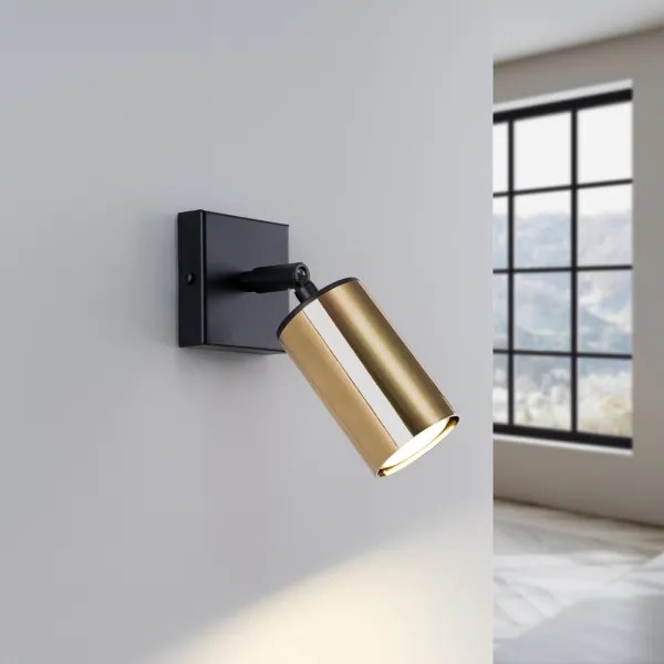 Sollux SL.1382 - Faretto da parete WINX 1xGU10/10W/230V nero/oro