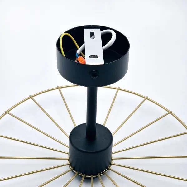 Lampadario a sospensione con supporto rigido MONTANA 1xE27/15W/230V diametro 30 cm oro/nero