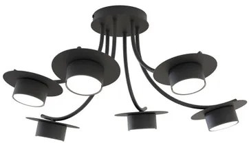 Lampadario a soffitto in acciaio ENSO 6 nero da interno 6xGX53