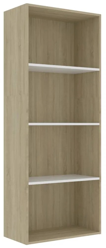 Libreria a 4 Ripiani Bianco e Sonoma 60x30x151,5 cm Multistrato