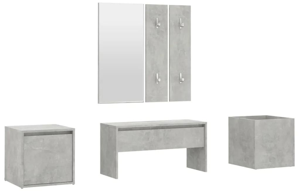 Set di mobili da corridoio grigio cemento in legno multistrato