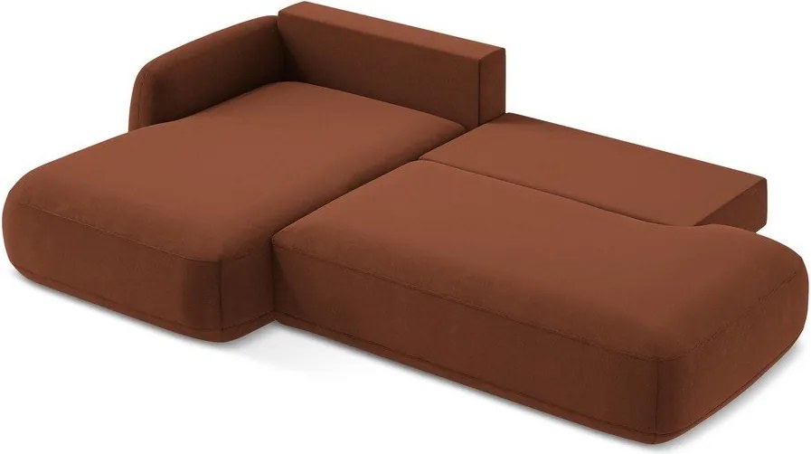 Divano angolare color terracotta allungabile (con penisola a sinistra/con chaise lounge) Hale – Makamii