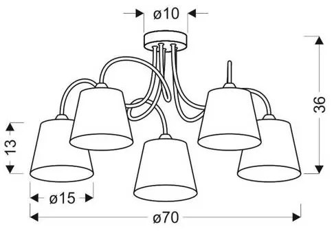 Lampadario a sospensione con supporto rigido LUK 5xE14/40W/230V