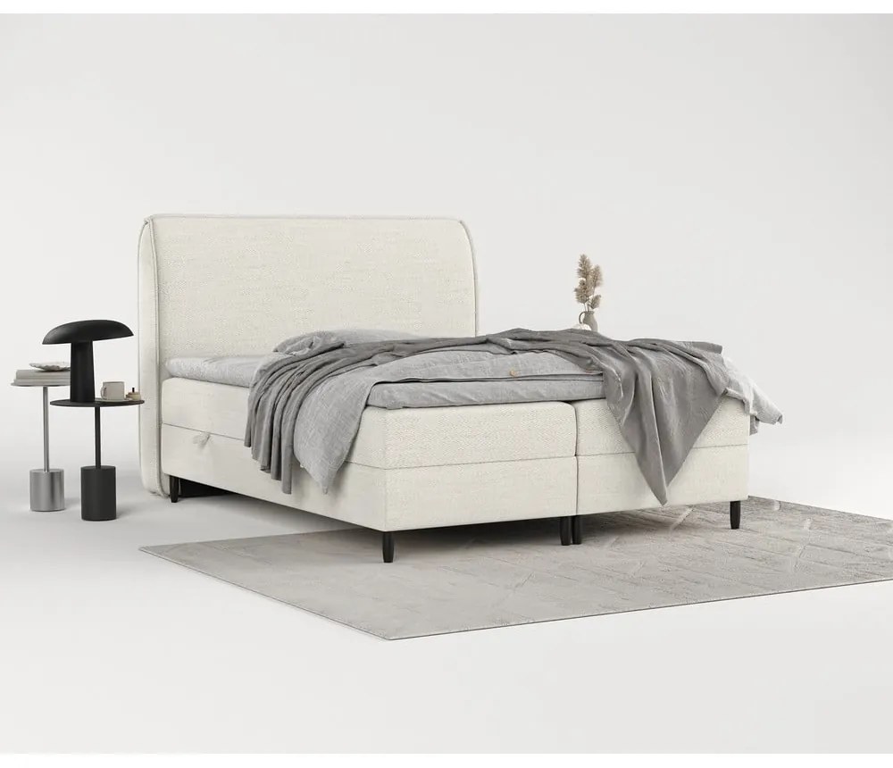 Letto boxspring crema con contenitore 140x200 cm Melba - Maison de Rêve